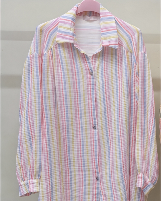 Camicia Candy a Righe Multicolor in Tessuto Leggero