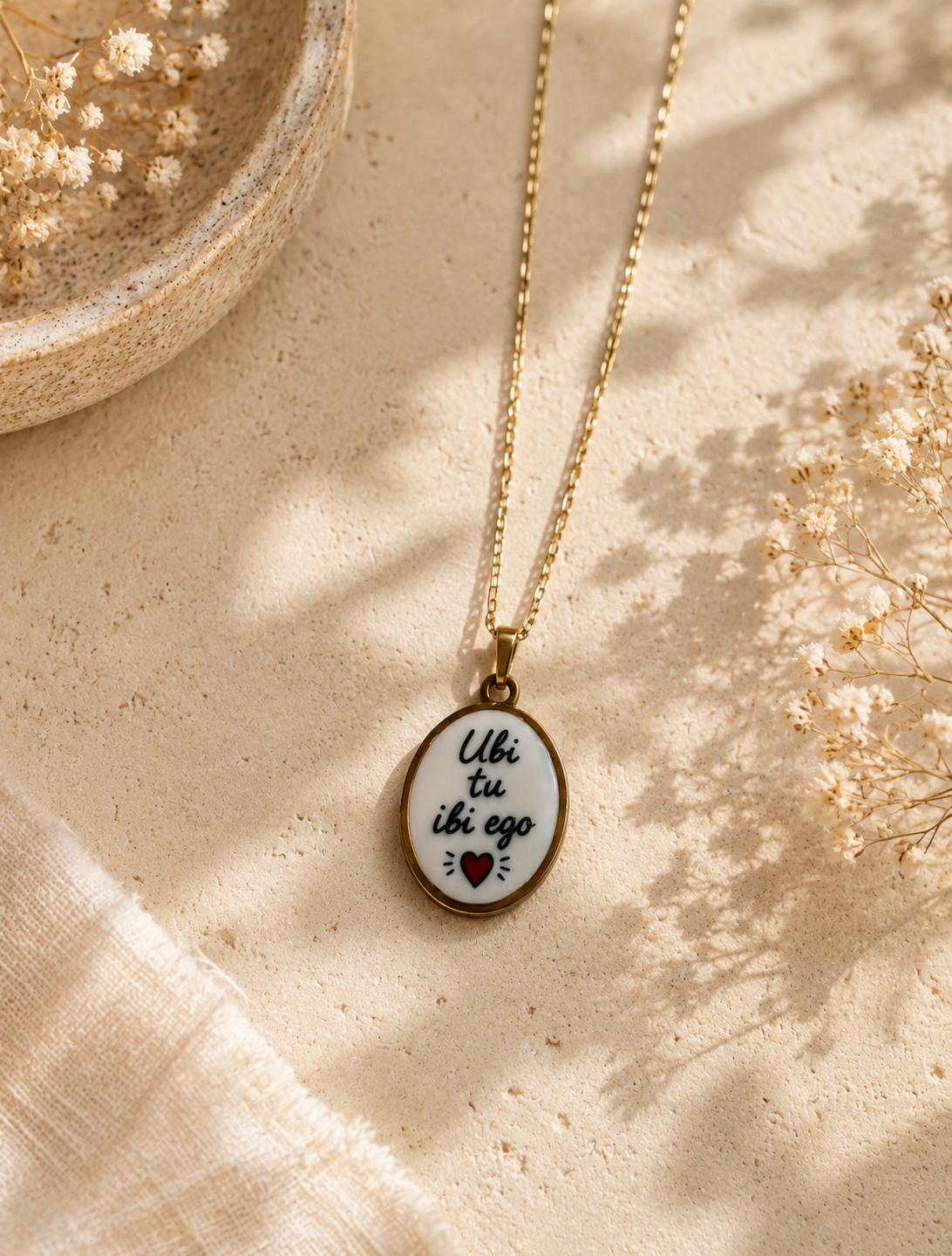 Collana Anima Ciondolo con Frase "Ubi Tu Ibi Ego"