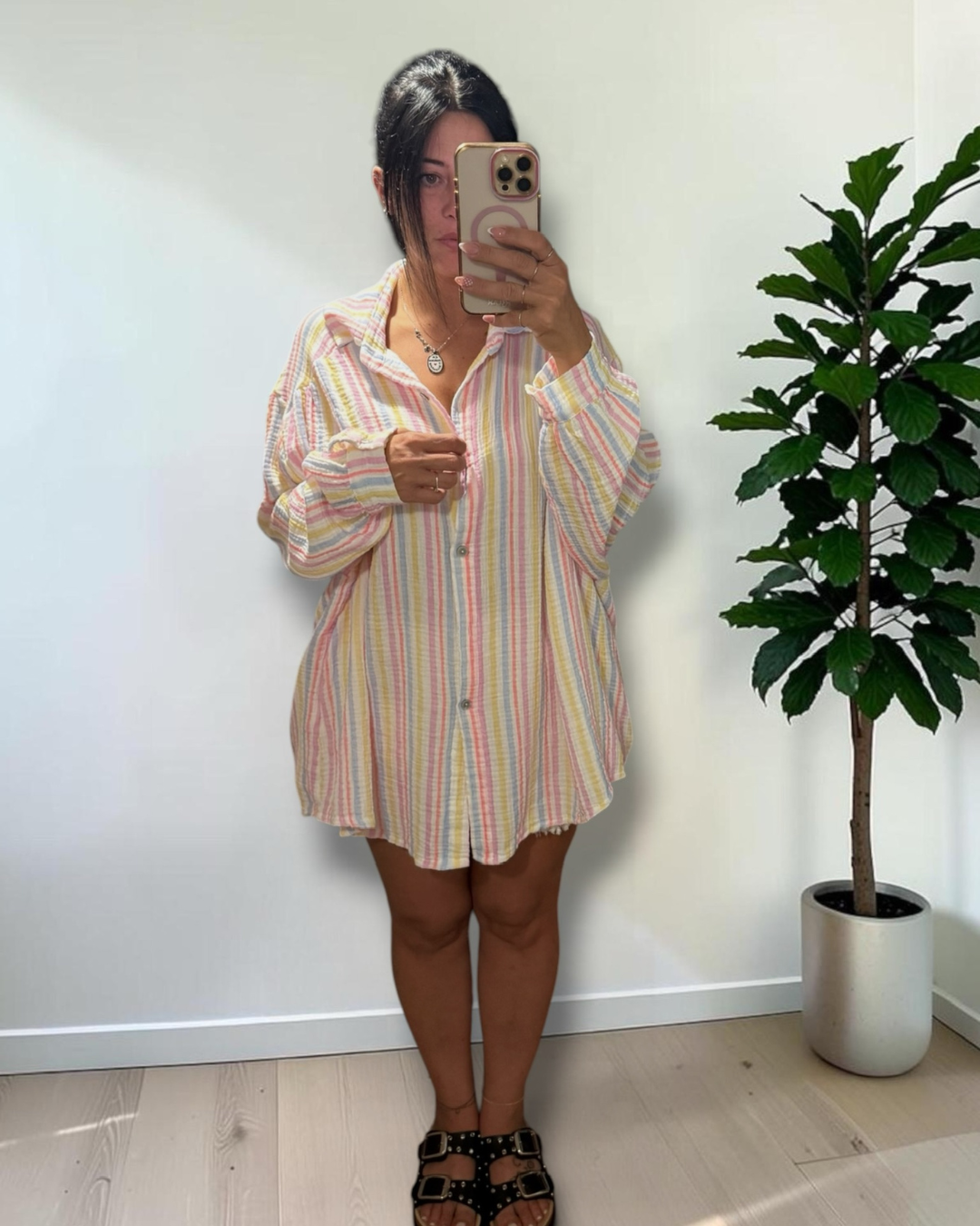 Camicia Candy a Righe Multicolor in Tessuto Leggero