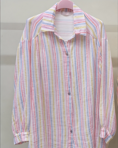 Camicia Candy a Righe Multicolor in Tessuto Leggero