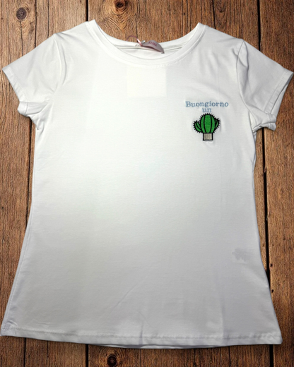 T-shirt Cactus con Ricamo