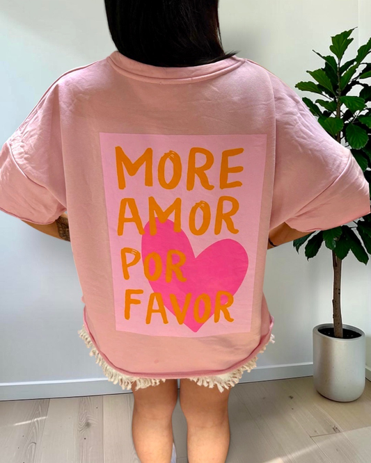 T-shirt Madrid con Stampa "More Amor Por Favor"