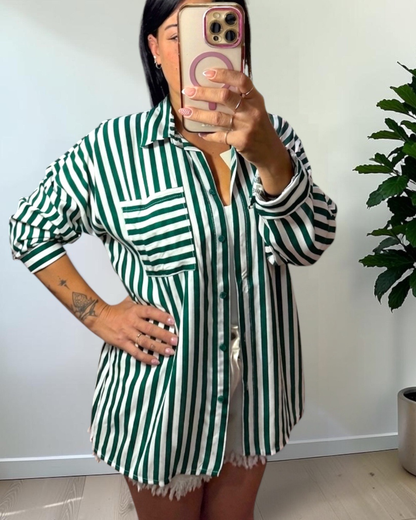Camicia Positano a Righe Verticali con Taschino