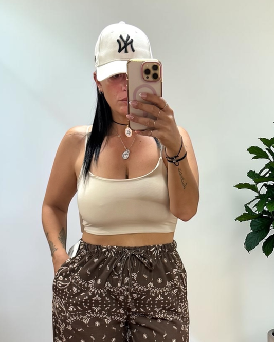 Canotta Crop Elasticizzata con Spalline Basic