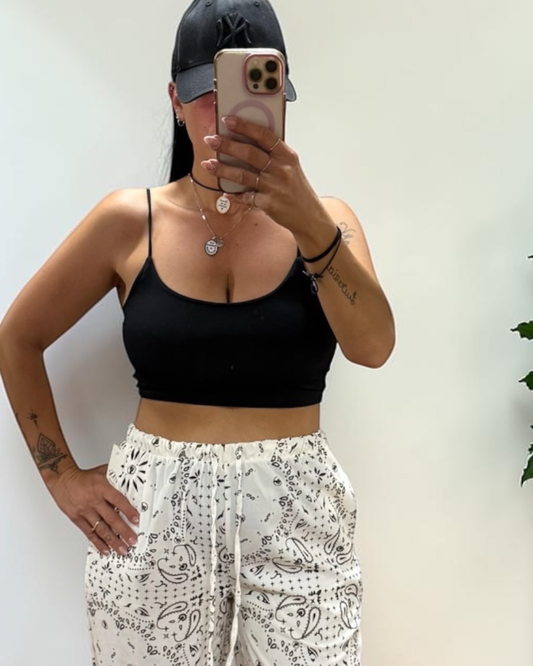 Canotta Crop Elasticizzata con Spalline Basic