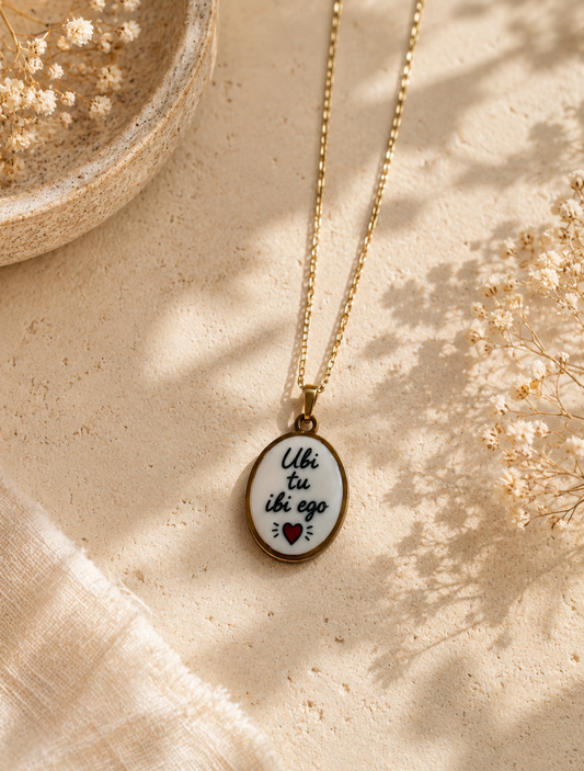 Collana Anima Ciondolo con Frase "Ubi Tu Ibi Ego"